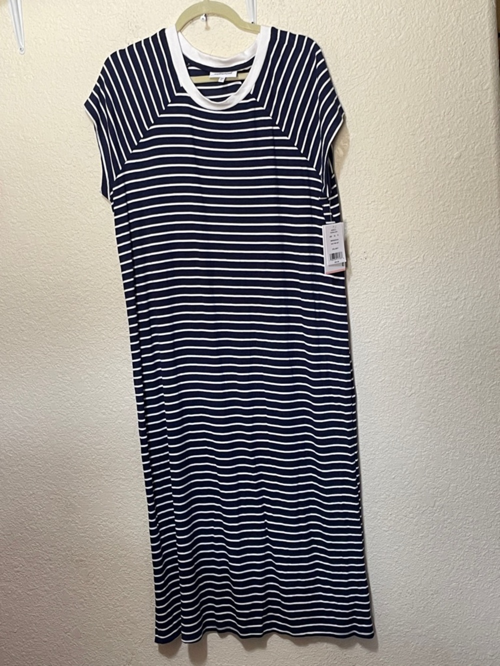 Motherhood Women's Blue And White Striped Maxi Maternity Dress. NWT. Size XXL.